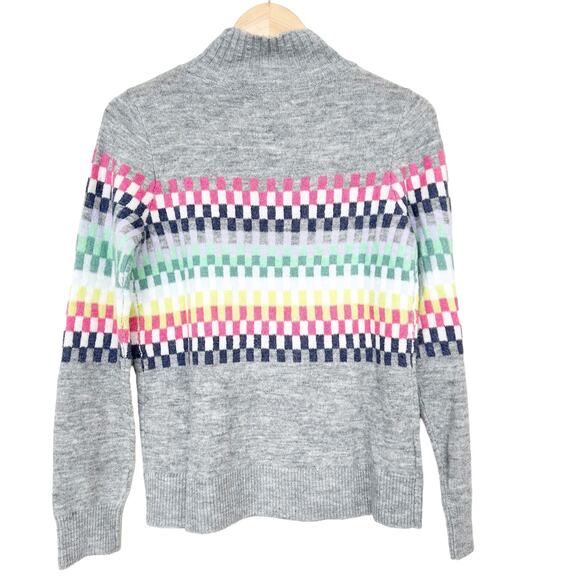 Loft Wool Blend Gray Checkered Sweater Sz XS - Picture 4 of 5